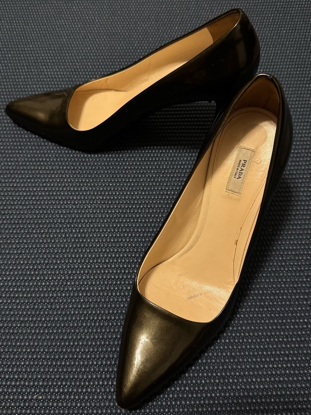 Prada Black Patent Pointed-Toe Pumps